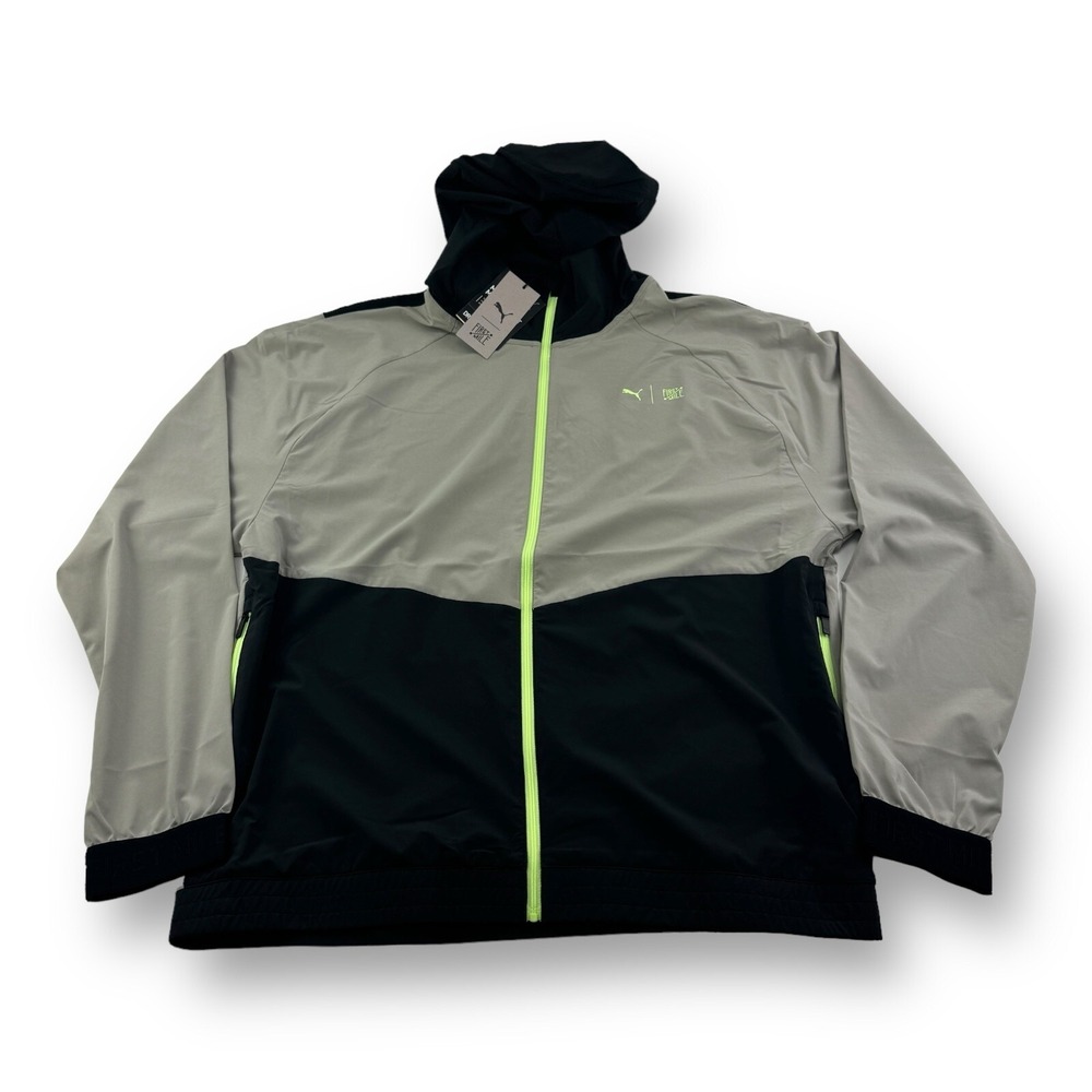 NWT Puma x First Mile Gray DryCell Full Zip Hooded Stretch Blend Active Jacket L